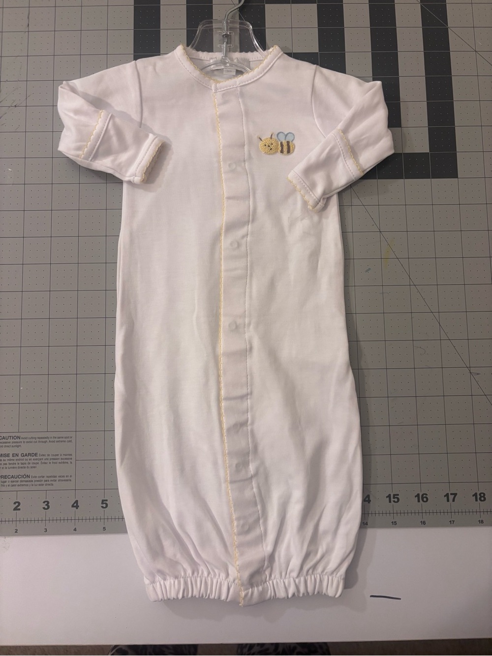 Magnolia Baby White Baby Convertible Gown with Bee Embroidery